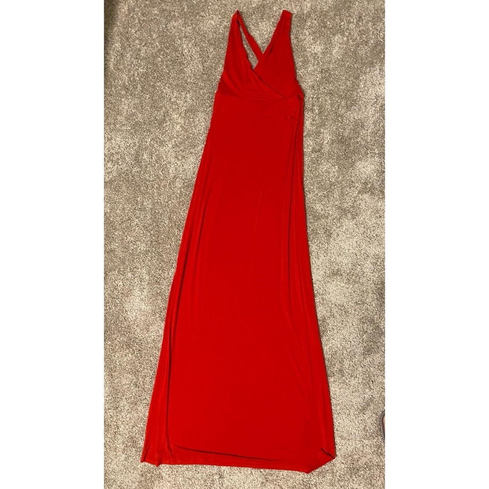Red Halter Criss-Cross Strap Maxi Dress